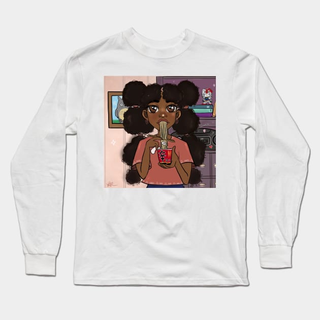 Ramen Girl Long Sleeve T-Shirt by bananapeppersart